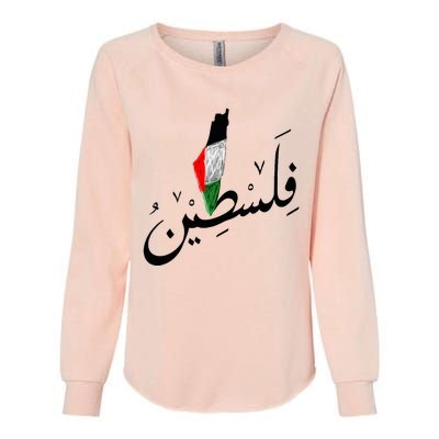 Falastin Palestine Arabic Calligraphy Map Womens California Wash Sweatshirt