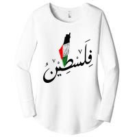 Falastin Palestine Arabic Calligraphy Map Women's Perfect Tri Tunic Long Sleeve Shirt