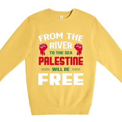 Free Palestine Arabic Support Palestine And Keffiyeh Palesti Premium Crewneck Sweatshirt