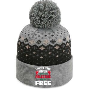 Free Palestine Arabic Support Palestine And Keffiyeh Palesti The Baniff Cuffed Pom Beanie