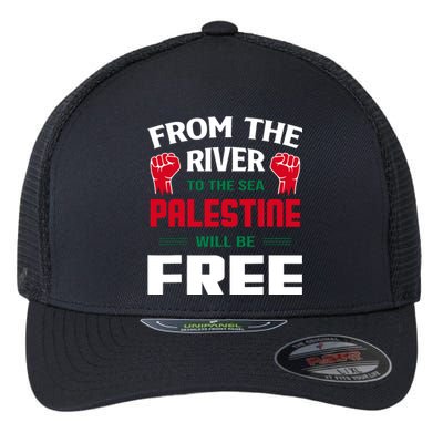 Free Palestine Arabic Support Palestine And Keffiyeh Palesti Flexfit Unipanel Trucker Cap