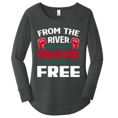 Free Palestine Arabic Support Palestine And Keffiyeh Palesti Women's Perfect Tri Tunic Long Sleeve Shirt