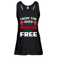 Free Palestine Arabic Support Palestine And Keffiyeh Palesti Ladies Essential Flowy Tank