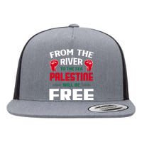 Free Palestine Arabic Support Palestine And Keffiyeh Palesti Flat Bill Trucker Hat