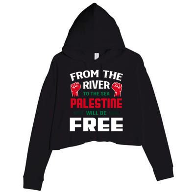 Free Palestine Arabic Support Palestine And Keffiyeh Palesti Crop Fleece Hoodie