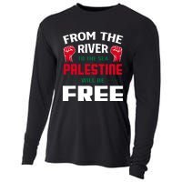 Free Palestine Arabic Support Palestine And Keffiyeh Palesti Cooling Performance Long Sleeve Crew