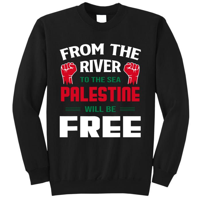 Free Palestine Arabic Support Palestine And Keffiyeh Palesti Tall Sweatshirt