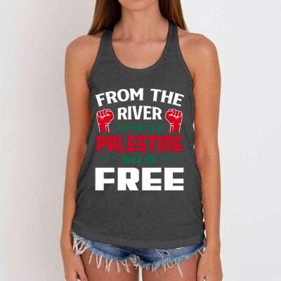 Free Palestine Arabic Support Palestine And Keffiyeh Palesti Women's Knotted Racerback Tank