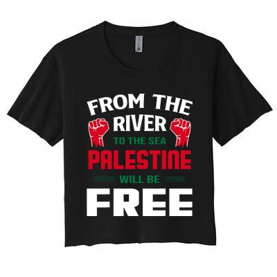 Free Palestine Arabic Support Palestine And Keffiyeh Palesti Women's Crop Top Tee