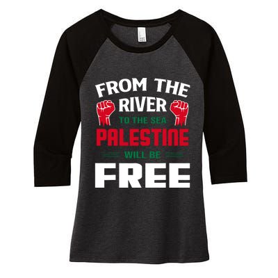 Free Palestine Arabic Support Palestine And Keffiyeh Palesti Women's Tri-Blend 3/4-Sleeve Raglan Shirt