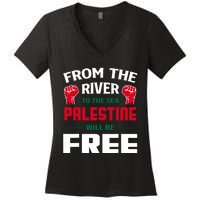 Free Palestine Arabic Support Palestine And Keffiyeh Palesti Women's V-Neck T-Shirt