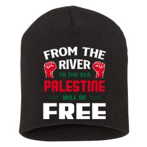 Free Palestine Arabic Support Palestine And Keffiyeh Palesti Short Acrylic Beanie