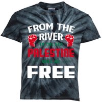 Free Palestine Arabic Support Palestine And Keffiyeh Palesti Kids Tie-Dye T-Shirt