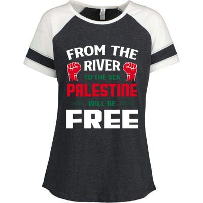 Free Palestine Arabic Support Palestine And Keffiyeh Palesti Enza Ladies Jersey Colorblock Tee