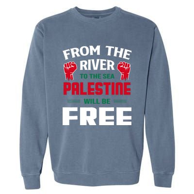 Free Palestine Arabic Support Palestine And Keffiyeh Palesti Garment-Dyed Sweatshirt