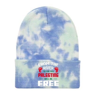 Free Palestine Arabic Support Palestine And Keffiyeh Palesti Tie Dye 12in Knit Beanie