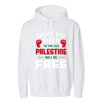 Free Palestine Arabic Support Palestine And Keffiyeh Palesti Garment-Dyed Fleece Hoodie