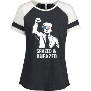 Fist Pump American Patriot Grazed And Unfazed Enza Ladies Jersey Colorblock Tee