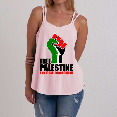 Free Palestine And End Israeli Occupation Women's Strappy Tank