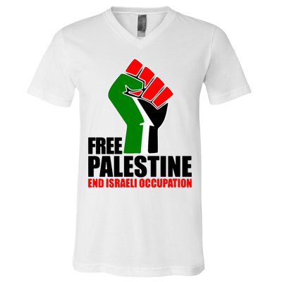 Free Palestine And End Israeli Occupation V-Neck T-Shirt