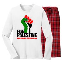 Free Palestine And End Israeli Occupation Women's Long Sleeve Flannel Pajama Set 