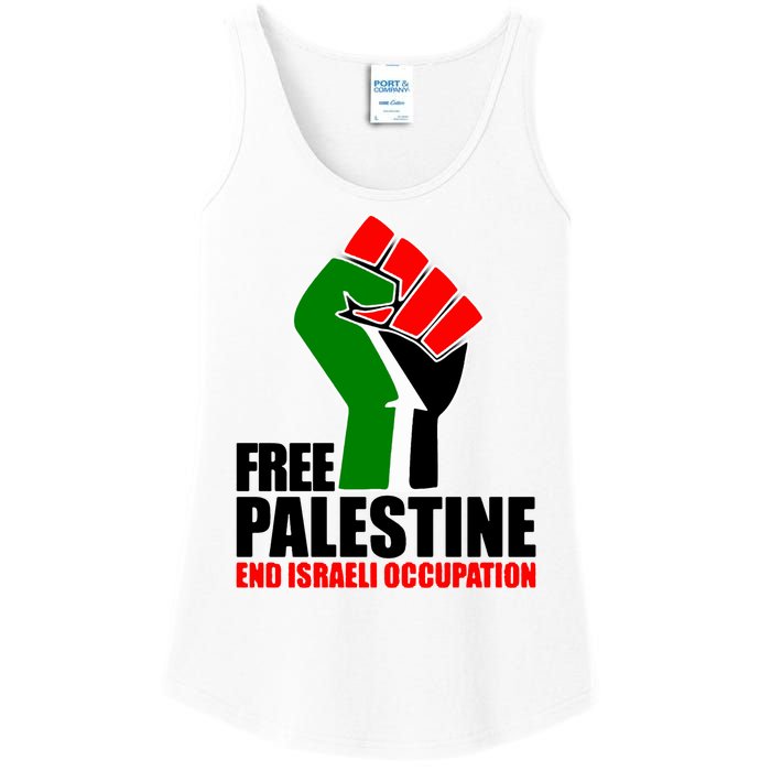 Free Palestine And End Israeli Occupation Ladies Essential Tank