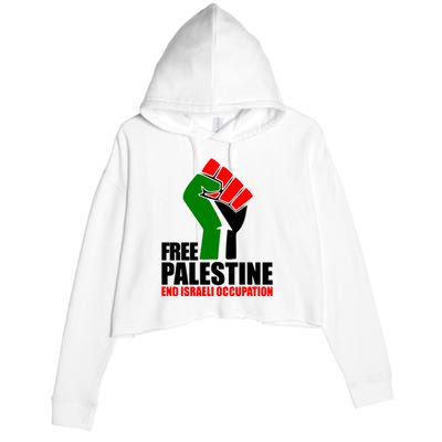 Free Palestine And End Israeli Occupation Crop Fleece Hoodie