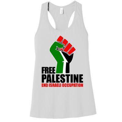 Free Palestine And End Israeli Occupation Women's Racerback Tank