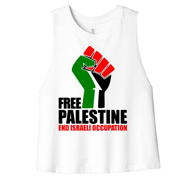 Free Palestine And End Israeli Occupation Women's Racerback Cropped Tank