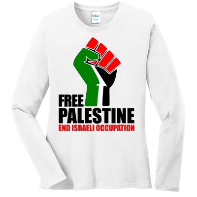 Free Palestine And End Israeli Occupation Ladies Long Sleeve Shirt