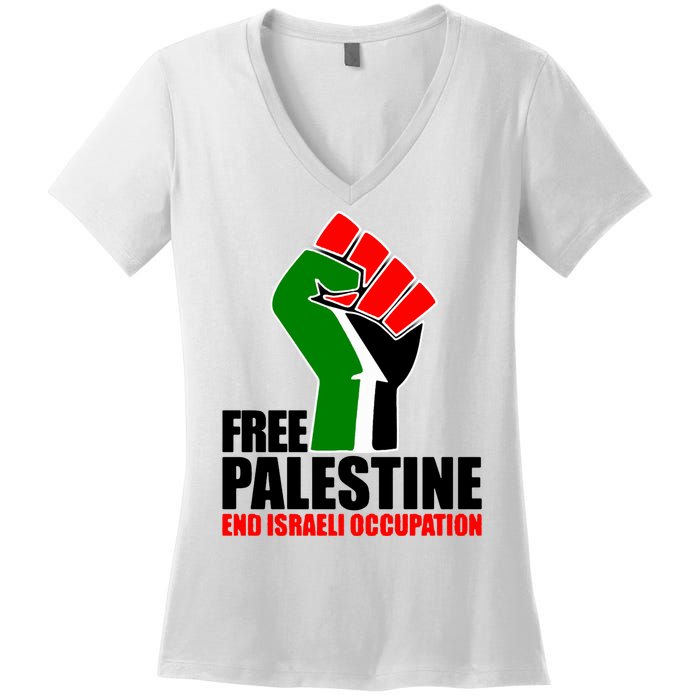 Free Palestine And End Israeli Occupation Women's V-Neck T-Shirt