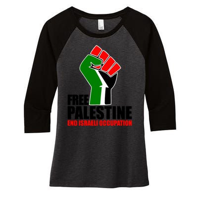 Free Palestine And End Israeli Occupation Women's Tri-Blend 3/4-Sleeve Raglan Shirt