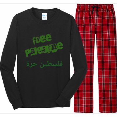 Free Palestine Arabic Support Palestine And Keffiyeh Palesti Long Sleeve Pajama Set