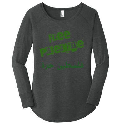 Free Palestine Arabic Support Palestine And Keffiyeh Palesti Women's Perfect Tri Tunic Long Sleeve Shirt