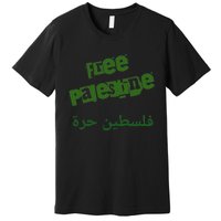 Free Palestine Arabic Support Palestine And Keffiyeh Palesti Premium T-Shirt