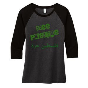 Free Palestine Arabic Support Palestine And Keffiyeh Palesti Women's Tri-Blend 3/4-Sleeve Raglan Shirt