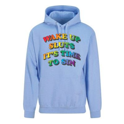 Funny Pride Adult Wake Up Sluts Time To Sin LGBTQ Unisex Surf Hoodie