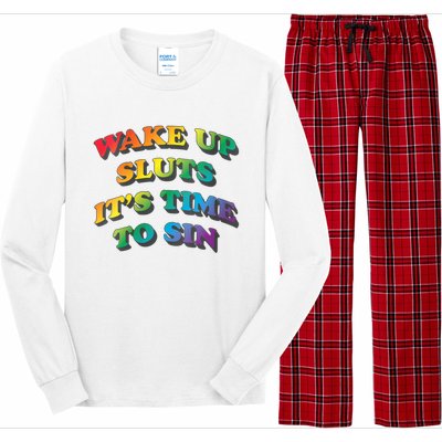 Funny Pride Adult Wake Up Sluts Time To Sin LGBTQ Long Sleeve Pajama Set