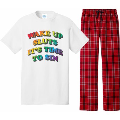 Funny Pride Adult Wake Up Sluts Time To Sin LGBTQ Pajama Set