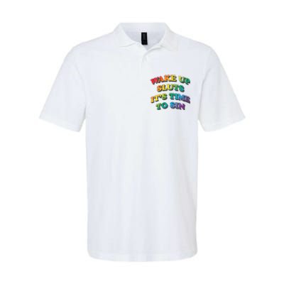 Funny Pride Adult Wake Up Sluts Time To Sin LGBTQ Softstyle Adult Sport Polo