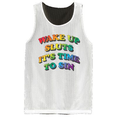 Funny Pride Adult Wake Up Sluts Time To Sin LGBTQ Mesh Reversible Basketball Jersey Tank