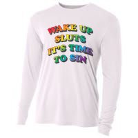 Funny Pride Adult Wake Up Sluts Time To Sin LGBTQ Cooling Performance Long Sleeve Crew