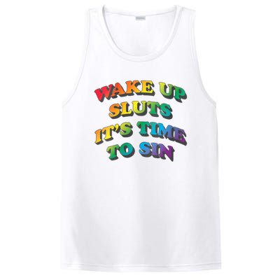 Funny Pride Adult Wake Up Sluts Time To Sin LGBTQ PosiCharge Competitor Tank