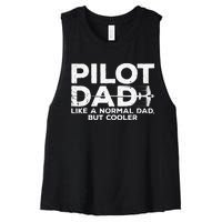 Funny Pilot Art For Dad Aviation Airplane Aircraft Pilot Women's Racerback Cropped Tank