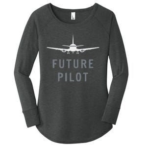 Future Pilot Airplane Pilot Aviation Gift Women's Perfect Tri Tunic Long Sleeve Shirt