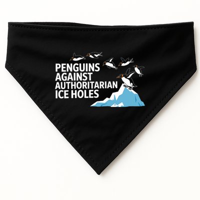 Funny Penguins Against Authoritarian Ice Holes Sarcastic  USA-Made Doggie Bandana