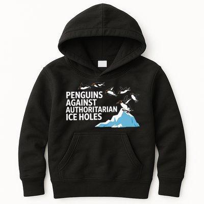 Funny Penguins Against Authoritarian Ice Holes Sarcastic  Kids Hoodie