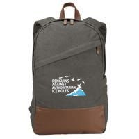 Funny Penguins Against Authoritarian Ice Holes Sarcastic  Cotton Canvas Backpack