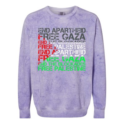 Free Palestine Arabic Palestine Gaza Jerusalem Support Flag Colorblast Crewneck Sweatshirt