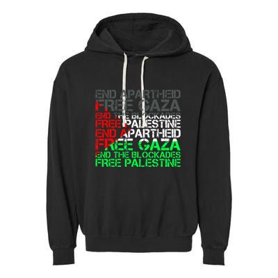 Free Palestine Arabic Palestine Gaza Jerusalem Support Flag Garment-Dyed Fleece Hoodie